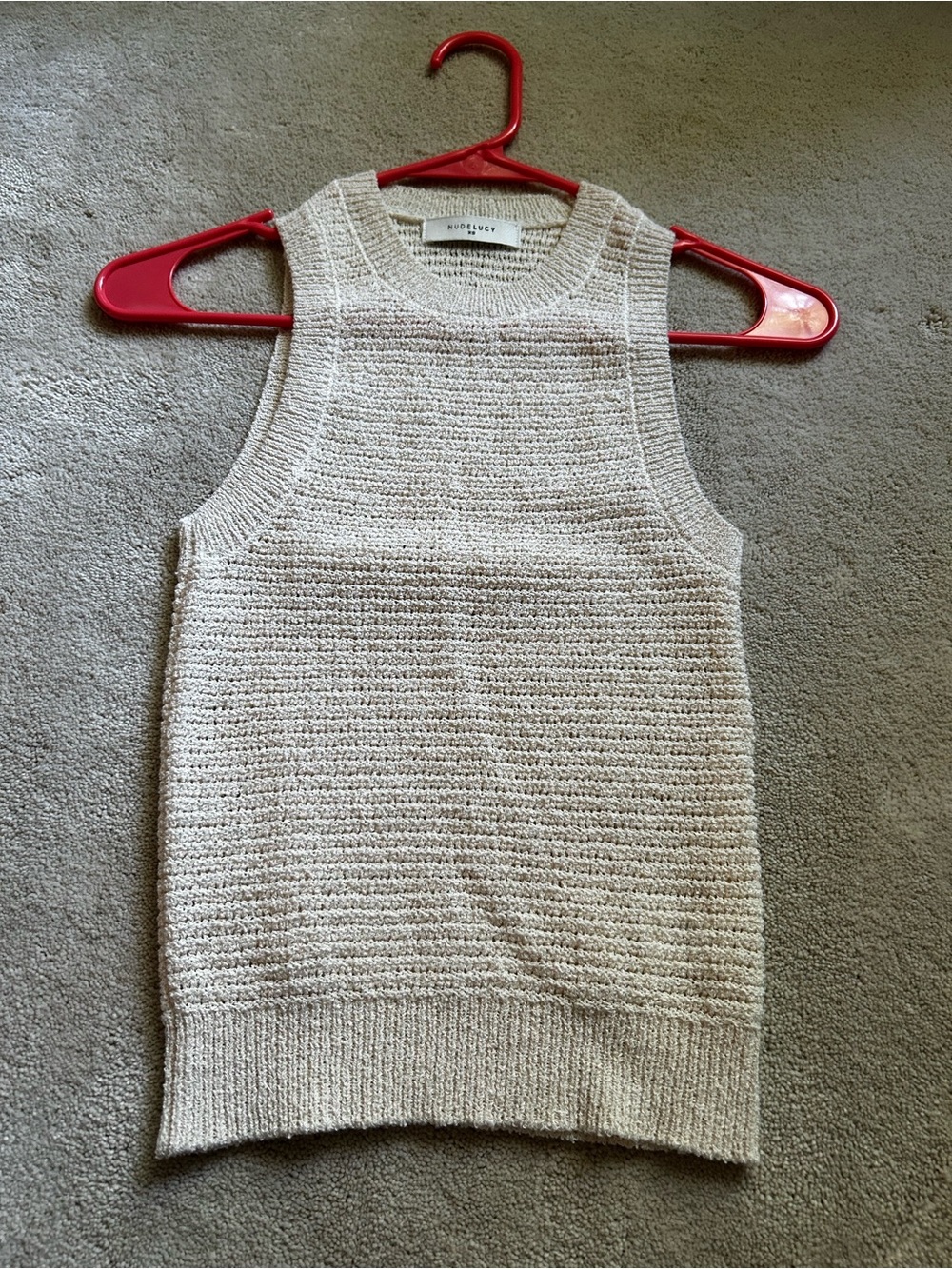 Nude Lucy Textured Knit Crewneck Sleeveless Sweater Tank